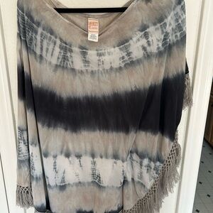 Tie-Dye Fringe Poncho